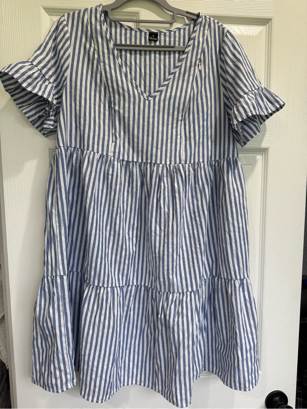 Blue and White Striped Nursing Dress - Picture 1 of 4